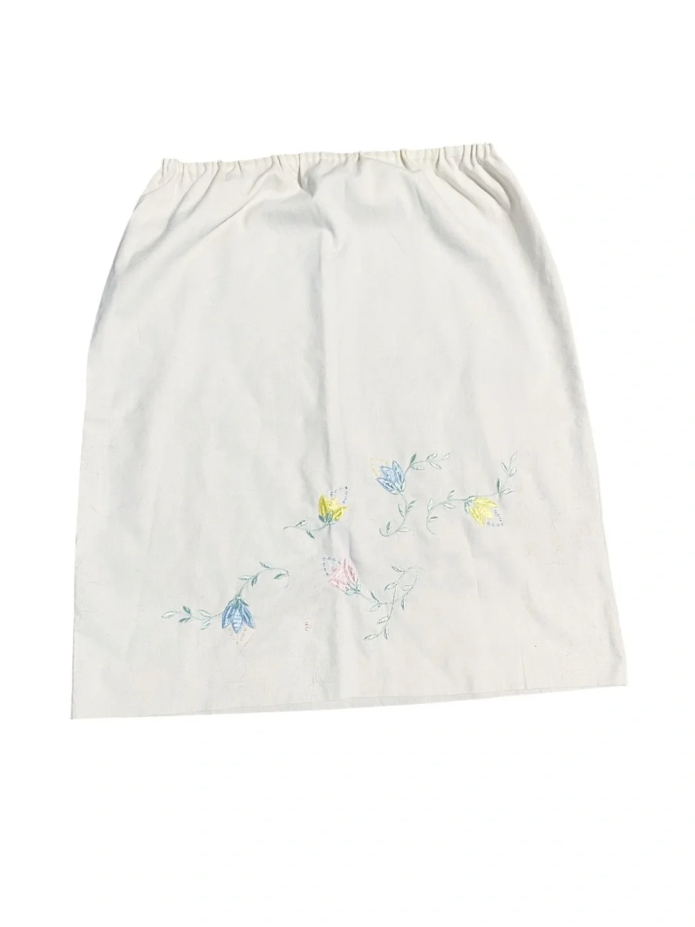 Vintage White Embroidered Floral Cotton Slip Skirt Medium - Picture 1 of 3